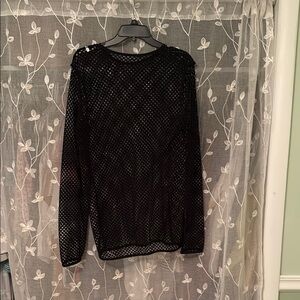 Black Mesh Long Sleeve Top